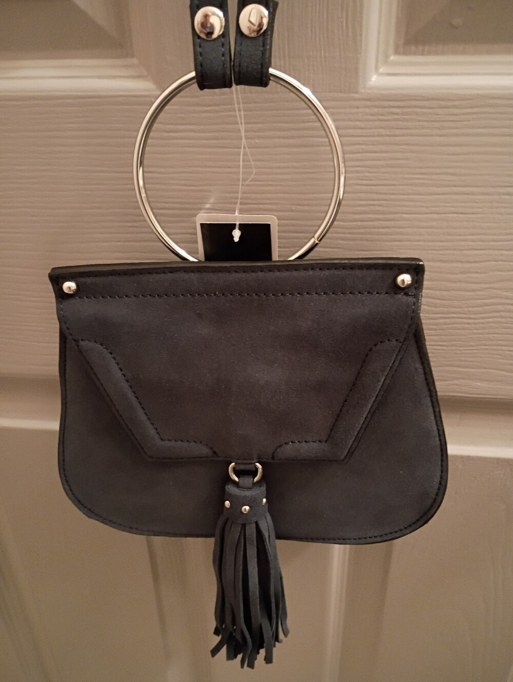 Sharif Navy Suede Bag
